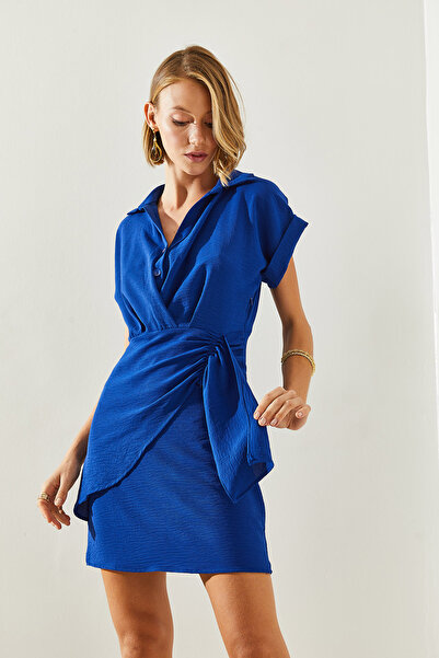 Bianco Lucci Kadın Aller Detaylı Asimetrik Kesim Duble Kol Polo Yaka Airobin Elbise 5931 60251683