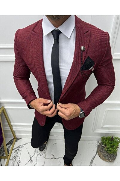 leonmen Italian Style Men's Slim Fit Blazer Single Jacket