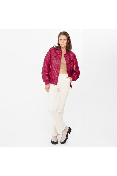 Desa Anna Purple Women's Double-Sided Leather Bomber Jacket