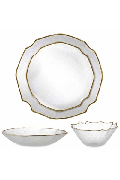 Karaköy Plus Dalgali Kumas Yemek Takimi Cam Altin Rim  24 Parca