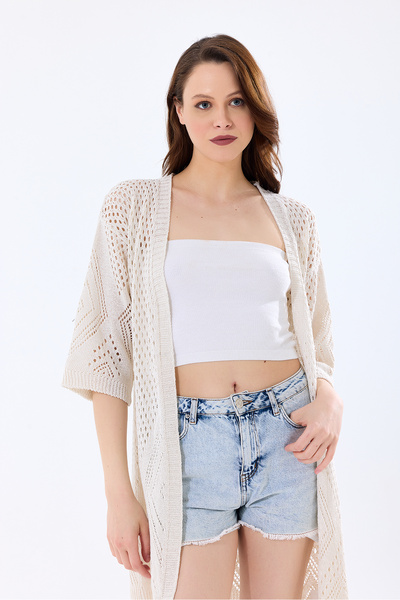 Get Crazy Fileli Delikli Triko Hırka