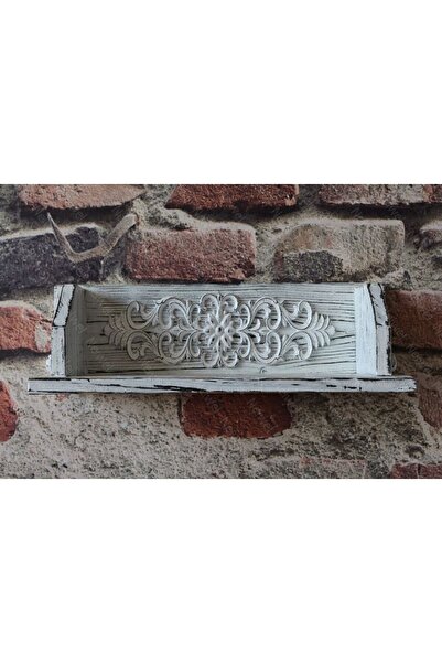 Neiwel Vintage Elsa Mina Eskitme Beyaz Ahşap Raf