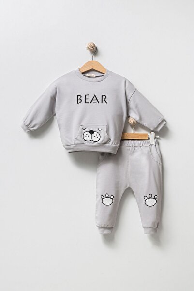 Jikko Baby Erkek Bebek Ayıcık Aksesuarlı Şişme Yelekli Eşofman İki İp 3'lü Takım 6060