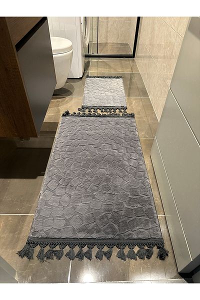 CENTER AVM Μαλακό πλένεται στο πλυντήριο, ανθρακί βελούδινο χαλάκι μπάνιου