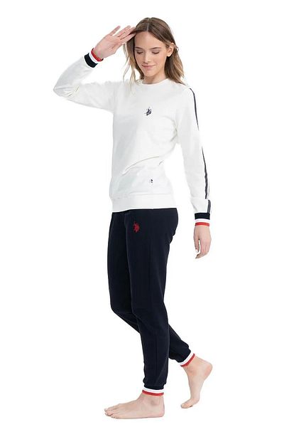 U.S. Polo Assn. Η.Π.Α. Polo Assn. 17070 - Γυναικεία φόρμα εκρού με μακριά μανίκια και ελαστικά πόδια