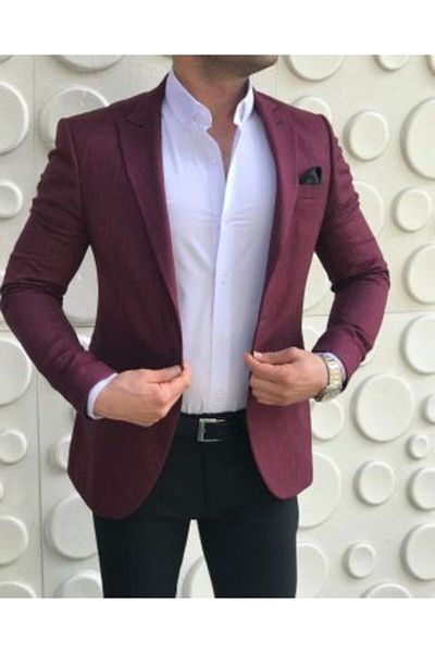 leonmen Italian Style Men's Slim Fit Blazer Single Jacket