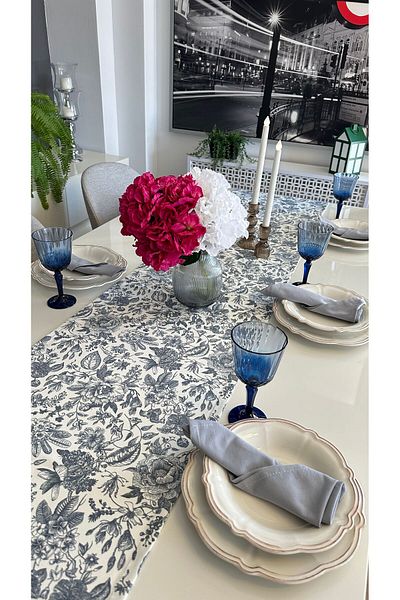 Decamor home Αδιάβροχο δρομέα με γκρι λουλούδι