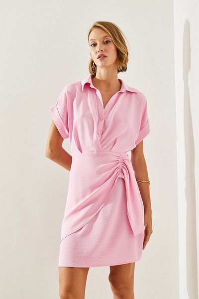 Bianco Lucci Φόρεμα Airobin Polo Collar - Ασύμμετρη κοπή, διπλό μανίκι και λεπτομέρεια Aller 5931 60251683