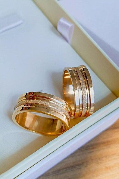 Silver Self Gümüş Alyans Ortası Matlı Altın Kaplama