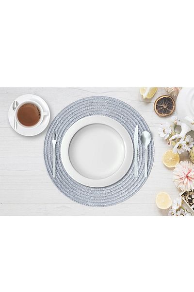 JAPPE 4-Piece Gray Knitted Wicker Charger - American Service