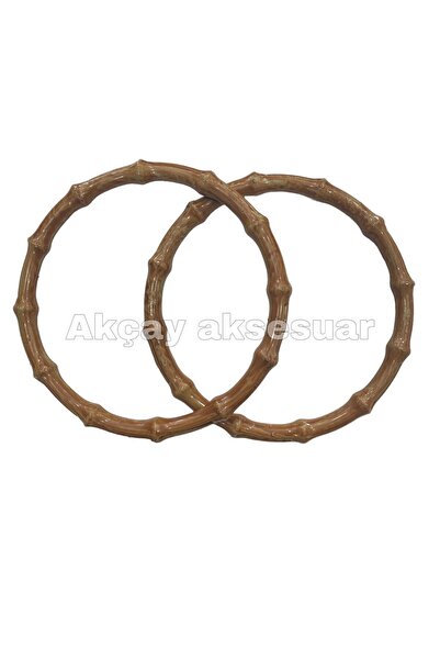 Akçay Aksesuar 1 ADET 14CM AHSAP GÖRÜNÜMLÜ BAMBU ÇANTA SAPI
