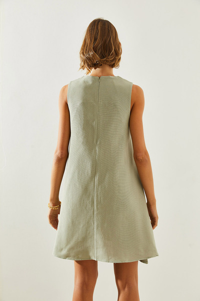 Bianco Lucci Φόρεμα Gilet με φερμουάρ Crew Neck - Zero Sleeve 5940 60251687