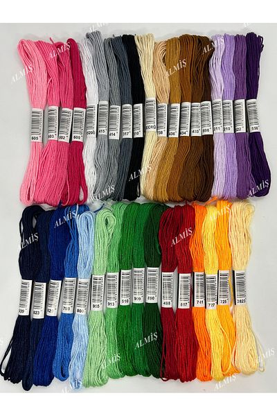 ALMİŞ 35 Pieces Muline Cross Stitch 8 Meters 6 Layers Different Colors Cross Stitch Embroidery Rococo Floss