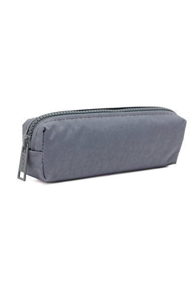 KAFF 01106 Gri Krinkıl Kumaş Unisex Tek Bölmeli Suya Dayanıklı Parmak Kalemlik Kalem Kutusu