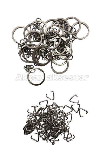 Akçay Aksesuar 500 ADET 2.2CM ÜÇGEN APARTALI ZİNCİRLİ EZME ANAHTARLIK HALKASI...