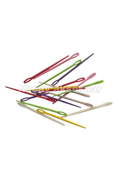 Akçay Aksesuar 10 ADET 9 CM RENKLİ PLASTIK YÜN İĞNESİ
