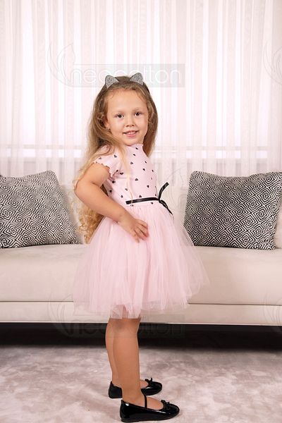 neocotton Rochie de fetiță cu mânecă scurtă din tul cu inimă pentru ziua de naștere și ocazie specială
