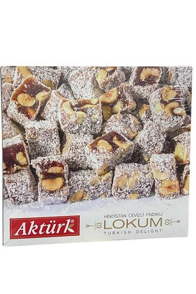 Aktürk 300 Gr Double Roasted Gift Turkish Delight with Coconut and Hazelnut - Turkish Delight