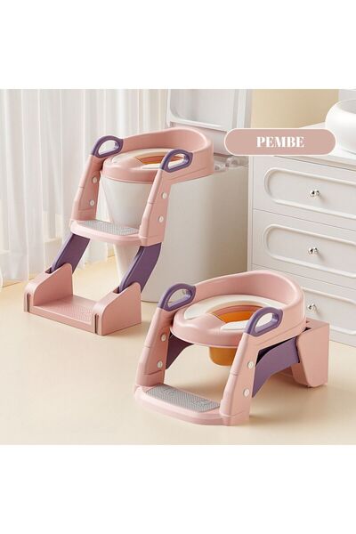 DEKOHOP Çocuk Tuvalet Eğitimi Katlanır Klozet Adaptörü Ve Lazımlık Merdivenli...