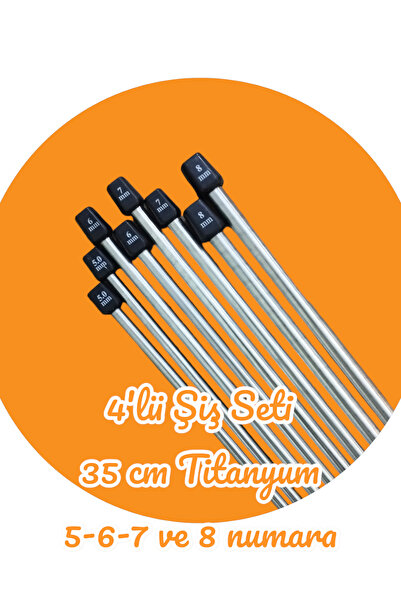 Masal Örgü Evi Sultan/yabalı Şiş Kutulu 4'lü Titanyum Örgü Şişi Seti 35 Cm 5-6-7 ve 8 Numara