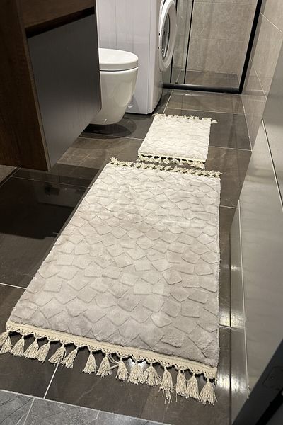 CENTER AVM Μαλακό σετ μπάνιου βελούδινο βιζόν που πλένεται στο πλυντήριο