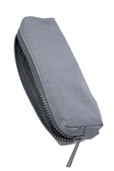 KAFF 01106 Gri Krinkıl Kumaş Unisex Tek Bölmeli Suya Dayanıklı Parmak Kalemlik Kalem Kutusu