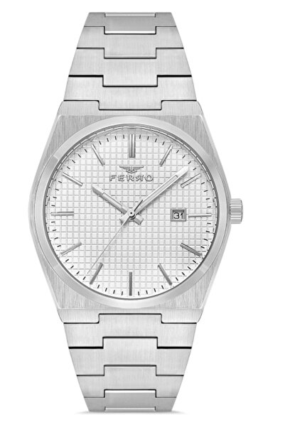 FERRO Erkek Çelik Kordon Kol Saati Çelik Kasa Su Geçirmez Takvimli Fonksiyon Paslanmaz Çelik Premium Seri