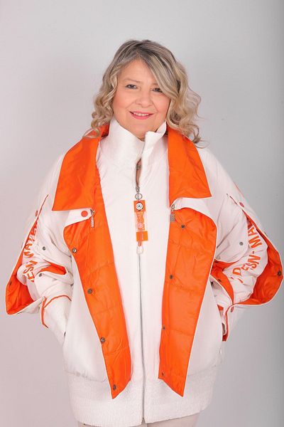 Hitit Butik Orange White Sports Special Design Coat