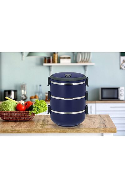 Penguen Set of 3 Food Storage Thermos and Lunch Box for Workplace-Picnic-Camping