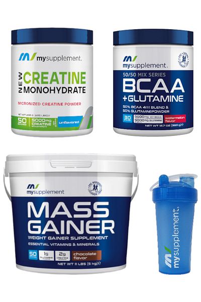 MYSUPPLEMENT 5000gr Chocolate Carb Mass Gainer - 250g Creatine, 360gr Glutamine, Watermelon Amino Acid