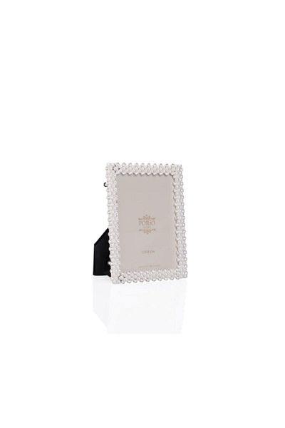 esdekor 13x18cm White Frame Vertical with Pearls Decorative Gift Home Light Color Rectangular Decoration 1 Piece