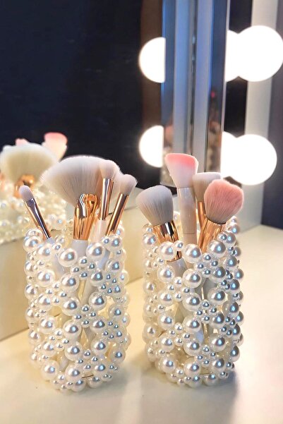 Perlaisinci İnci Masaüstü Kalemlik, Makyaj Fırçalığı, Organizer, Düzenleyici