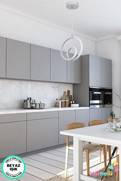 Harnelli Hol Antre Oturma Odası Beyaz Işık Tekli Ledli Avize Gümüş Renk