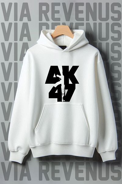 Vordevia Ak47 Printed Oversize Hooded Sweetshirt - Kangaroo Pocket, 3 Thread Raster