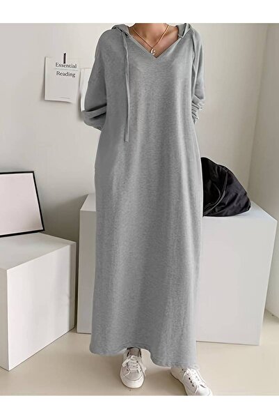 Machetta Plus Size V-neck Hooded Women's Dress / Tunic