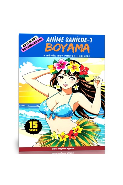 Enine Boyuna Eğitim كتاب تلوين الأنمي على الشاطئ - 1 (كبير الحجم)