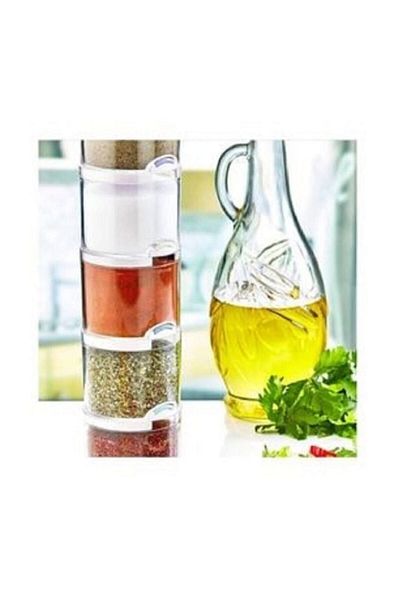Tuğra 5-Piece Plastic Spice Rack with Lid - Bremen Series - Stylish and Functional Kitchen Accessory