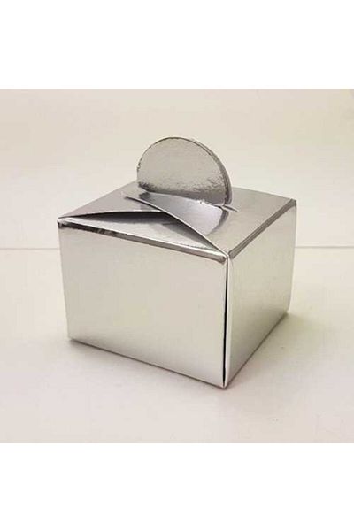 Deniz Party Store Square Cardboard Turkish Delight Bowl Shiny Silver Color 50 Liters