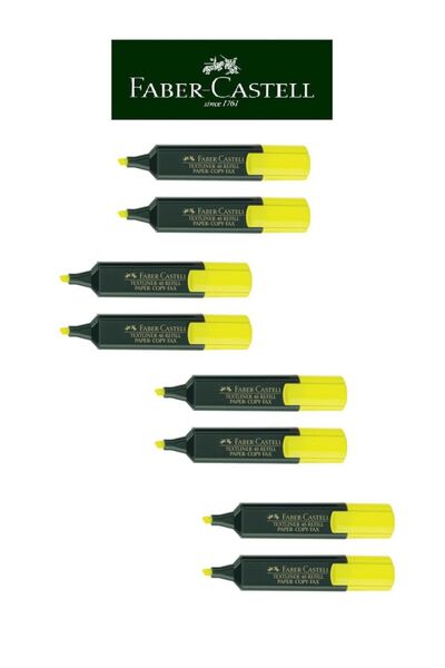 Faber Castell قلم هايلايتر بألوان زاهية 8 قطع أصفر