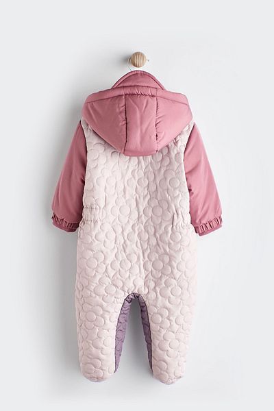 Next Baby Lilac Purple Color Blocked Fleece Lined Quilted Astronaut Jumpsuit