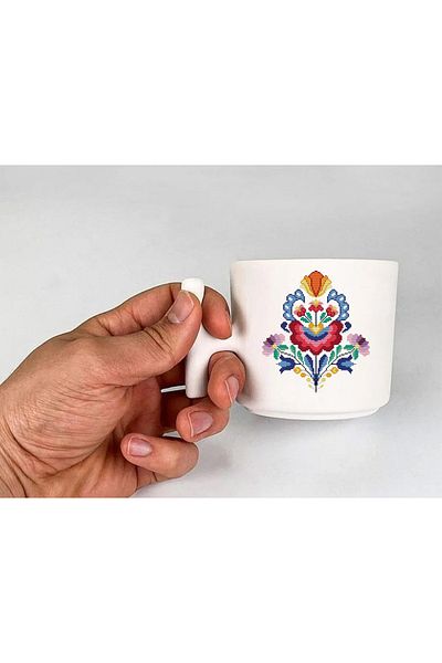 totik Floral Patterned Crossover T Handle Mug