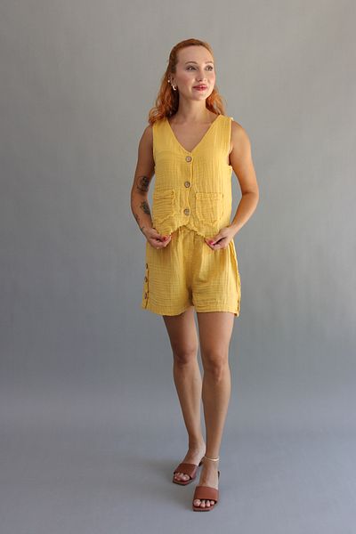 ASC SUN Buttoned Muslin Shorts