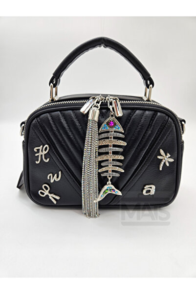 DSN Taşlı Püsküllü&Balık Aksesuarlı  El Ve Omuz Çantası