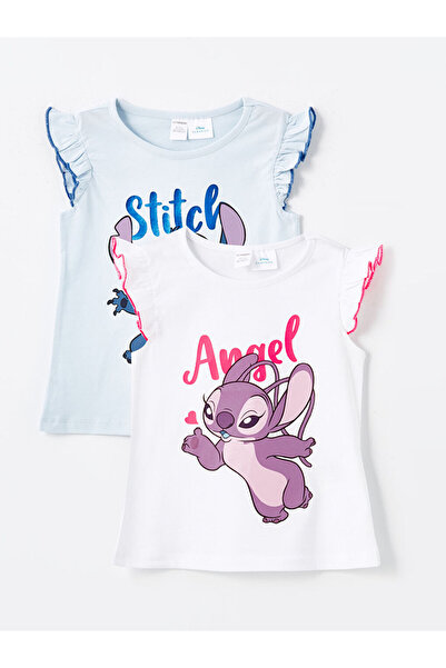 LC Waikiki Tričko s krátkým rukávem s krátkým rukávem s výstřihem pro dívku, sada 2 kusů