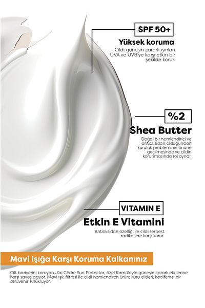 jai cedre Spf 50+ Sunscreen with Blue Light Filter - High Protection Effect, Moisturizing and Antioxidant