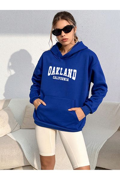 khufu Φούτερ με κουκούλα Oakland με στάμπα μπλε Unisex