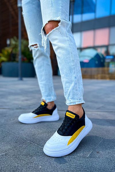 Paolo Zaccardi P115 Literide - Ορθοπεδική σόλα Casual Ανδρικά αθλητικά παπούτσια CBT Λευκό/Κίτρινο/Μαύρο
