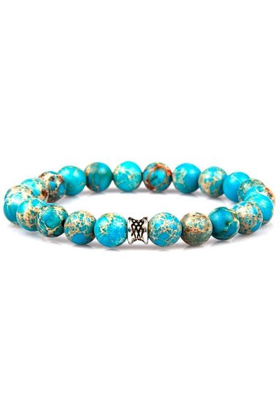 Armis 8 Mm Natural Stone Variscite Stone Bracelet (Confidence and Joy Stone)