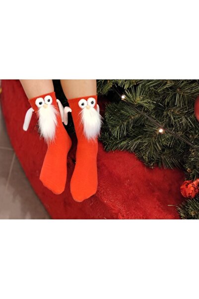 Tasarım Santa Claus Christmas New Year Gift Magnetic Hand Holding Dating Socks