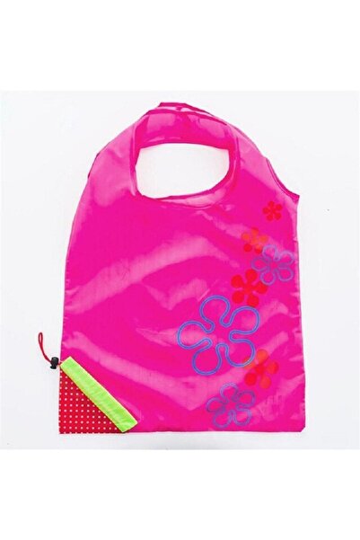 Doğal Bez Çanta 58cm X 38cm Pembe Çilek Katlanabilir Bez Market Alışveriş Pazar Torba Katlanan Çantası
